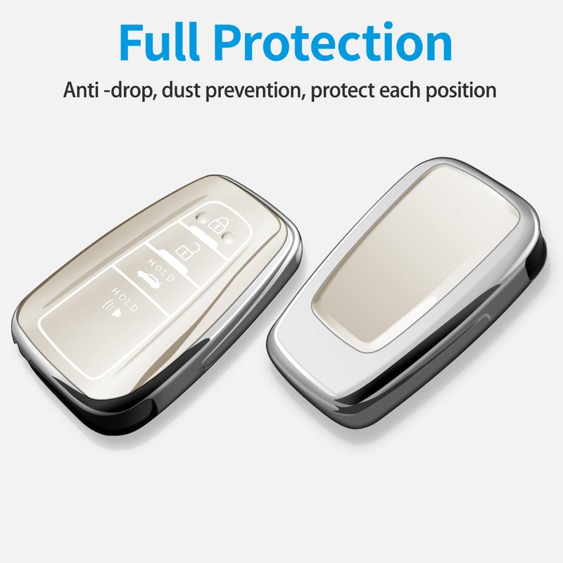 Autophone Compatible with Toyota Key Fob Cover with Keychain Fit For 2020-2022 Highlander Prius Corolla 2018-2024 Camry RAV4 Avalon C-HR GT86 (White) - Image 3